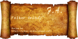 Felker Anikó névjegykártya