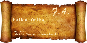 Felker Anikó névjegykártya